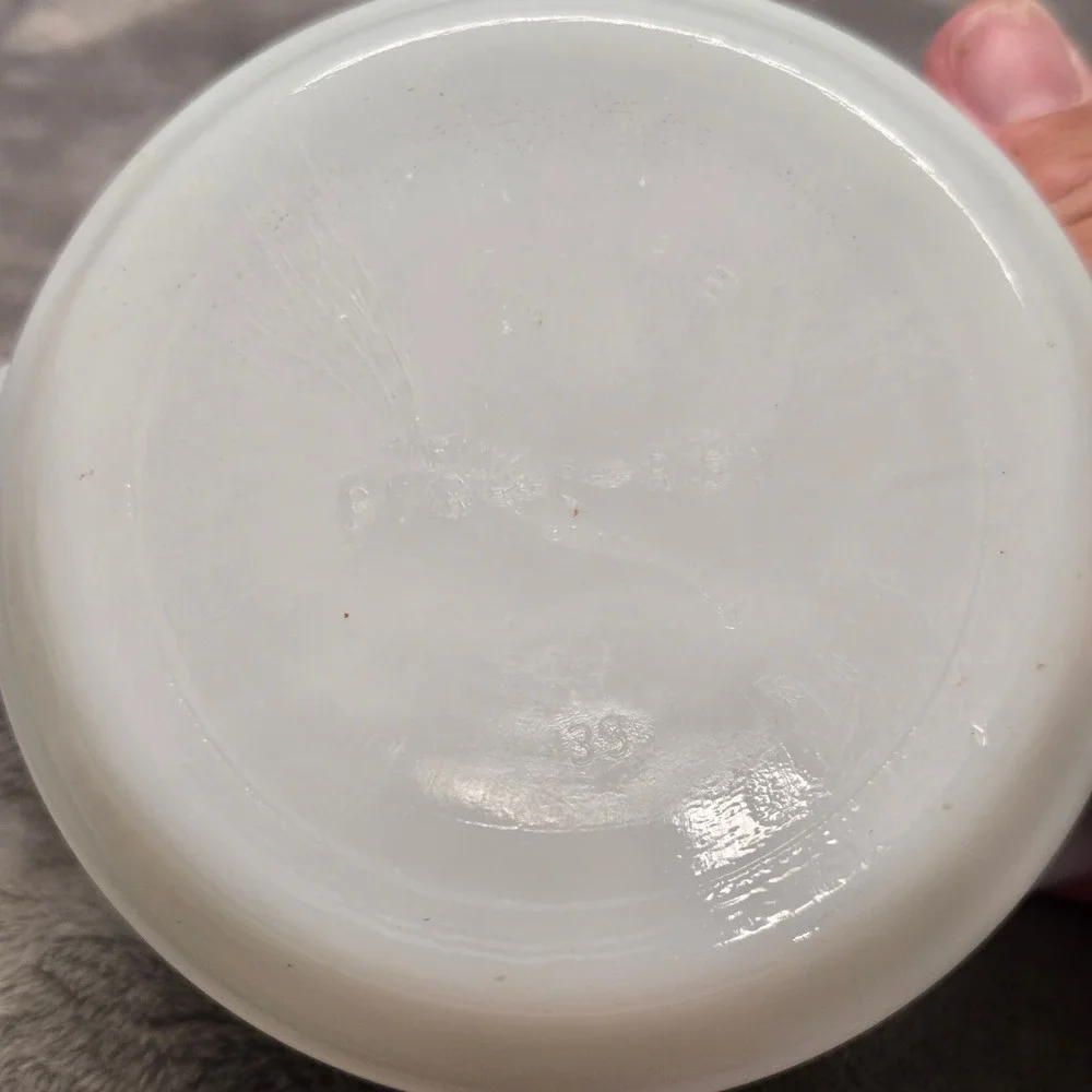 Glasbake Blue Onion Milk Glass Custard Cup Ramekin J-235 Vintage Dynaware USA